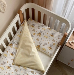 Set lenjerie de schimb pentru patut bebe 3 piese Mix Bear galben